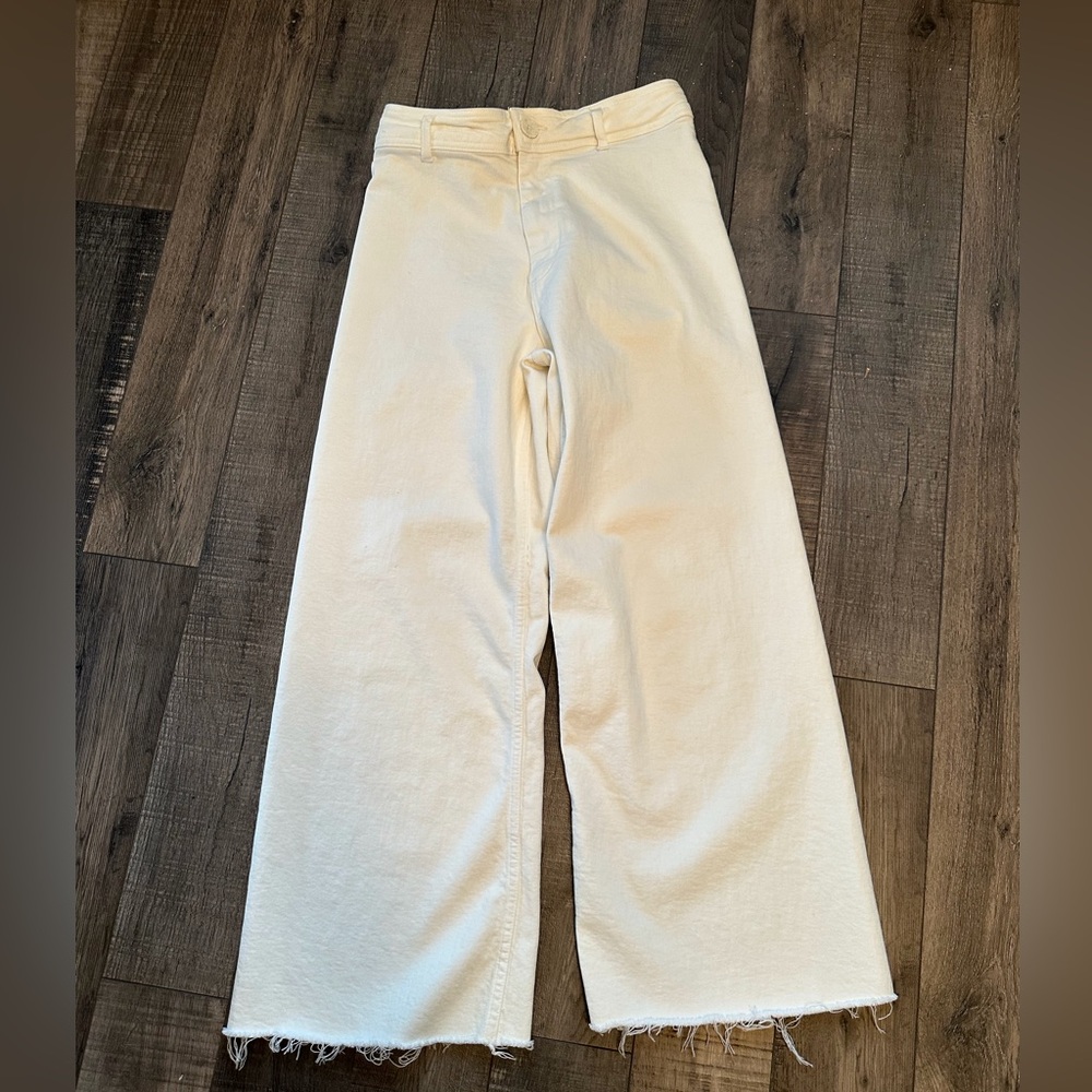 ZARA The Marine Straight High Rise Wide Leg Jeans in Stone Beige Womens Size 8